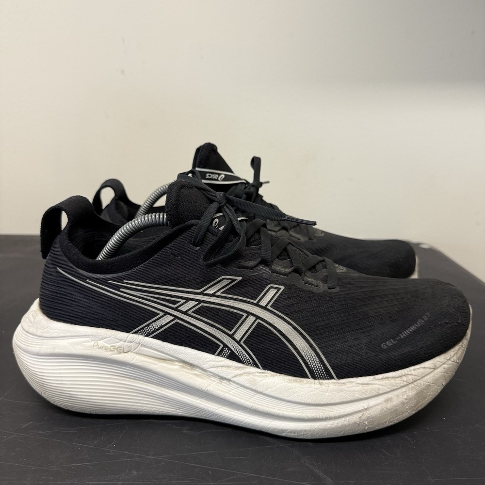 Asics GEL-Nimbus 27 Shoes Mens Size 11.5 Black Running Sneakers 1011B956 WIDE